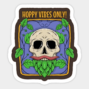 Brewing T-shirt - Hoppy vibes skull Sticker